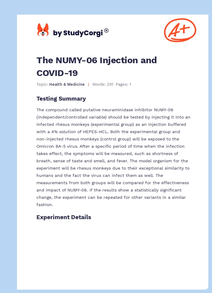 The NUMY-06 Injection and COVID-19. Page 1