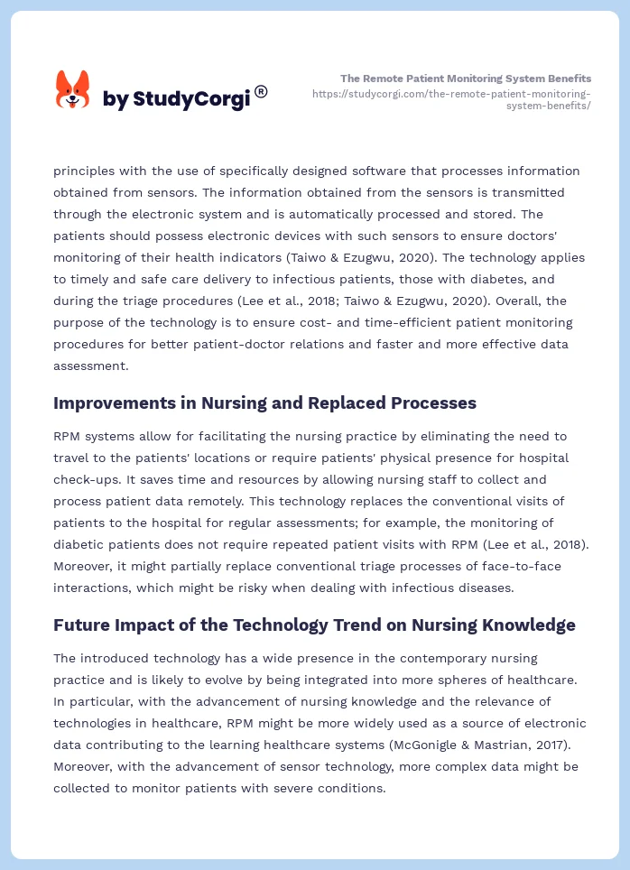 The Remote Patient Monitoring System Benefits. Page 2