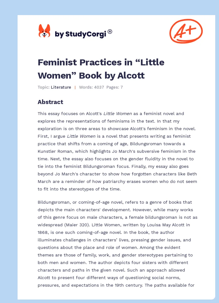 Feminist Practices in “Little Women” Book by Alcott. Page 1