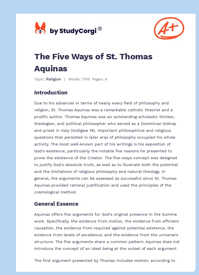 The Five Ways of St. Thomas Aquinas. Page 1