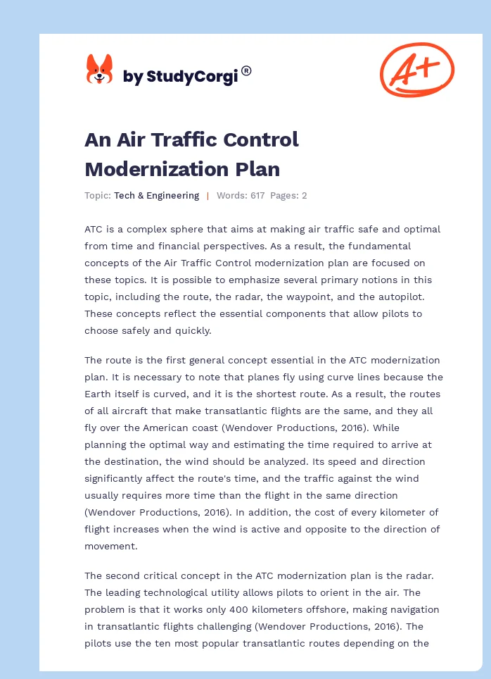 An Air Traffic Control Modernization Plan. Page 1
