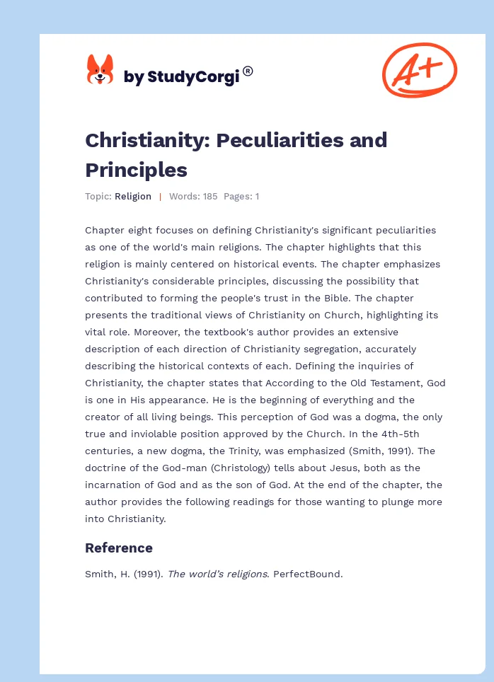 Christianity: Peculiarities and Principles. Page 1
