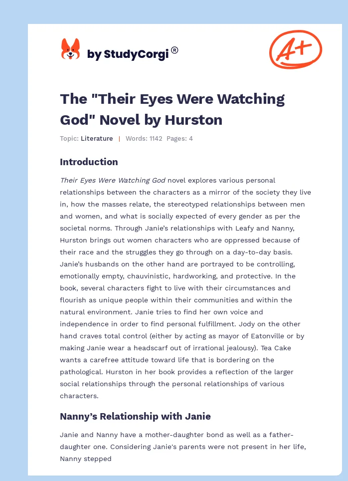 The "Their Eyes Were Watching God" Novel by Hurston. Page 1