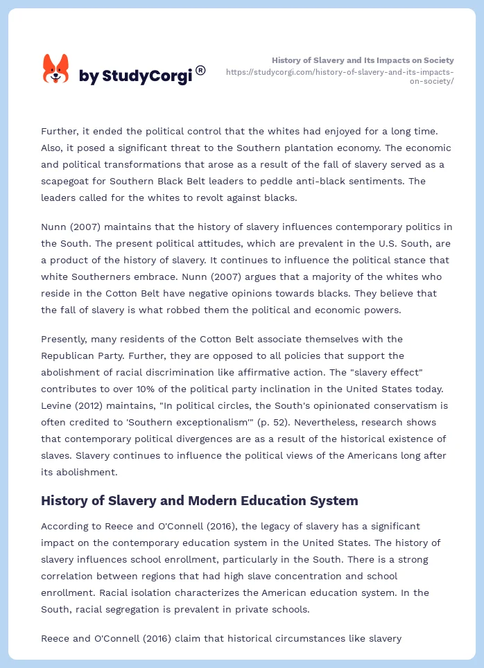 History of Slavery and Its Impacts on Society. Page 2