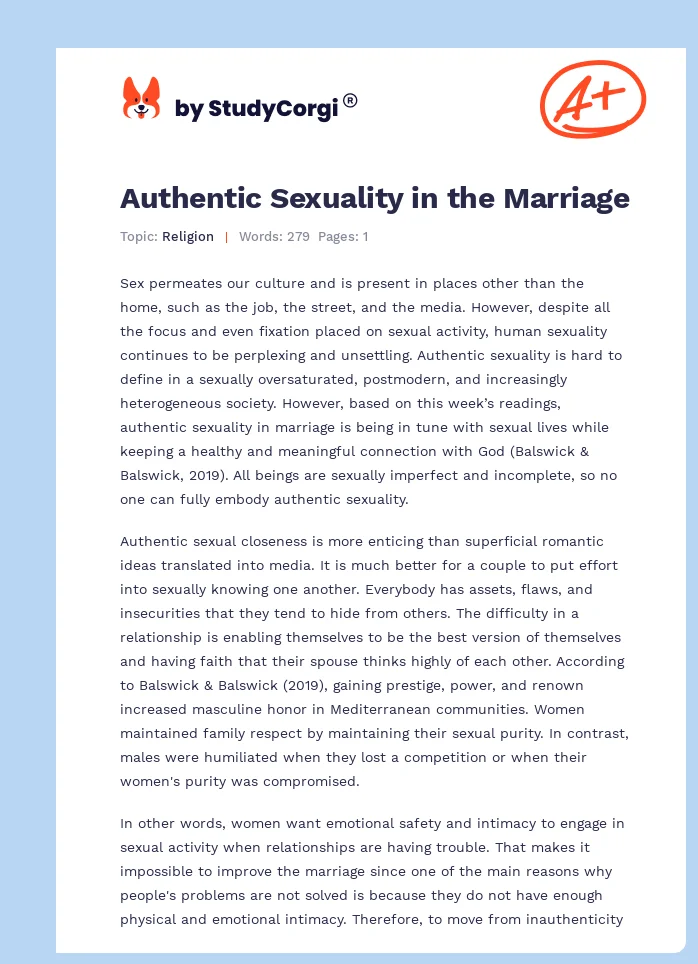 Authentic Sexuality in the Marriage. Page 1
