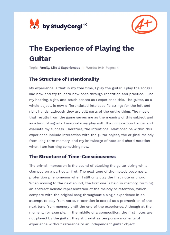 The Experience of Playing the Guitar. Page 1