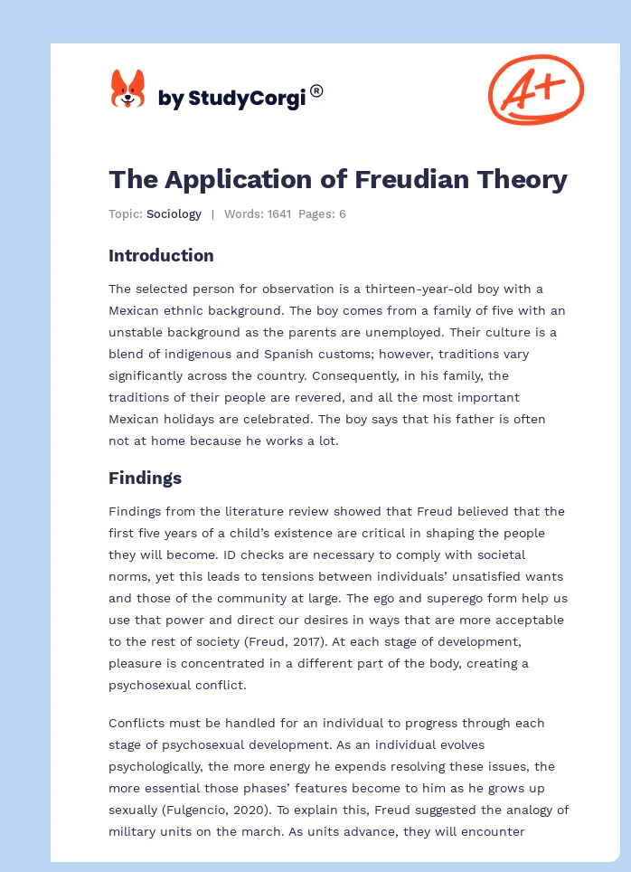 The Application of Freudian Theory. Page 1