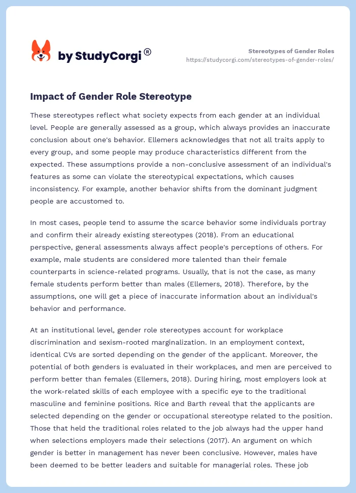Stereotypes of Gender Roles. Page 2