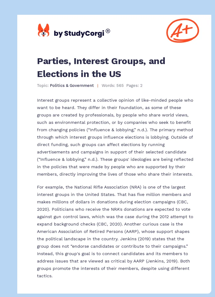 Parties, Interest Groups, and Elections in the US. Page 1