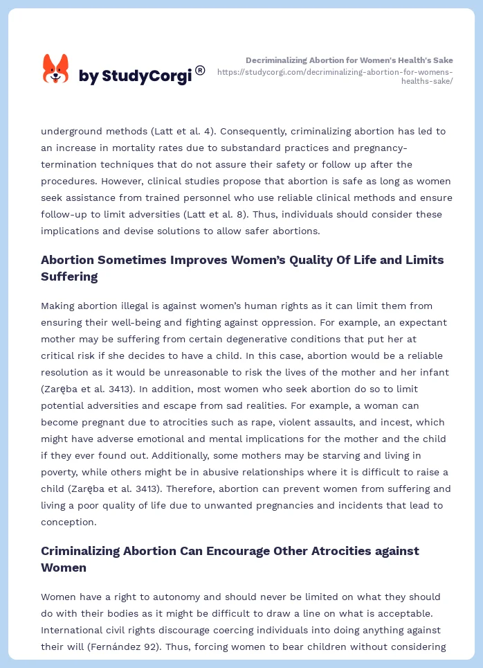 Decriminalizing Abortion for Women's Health's Sake. Page 2