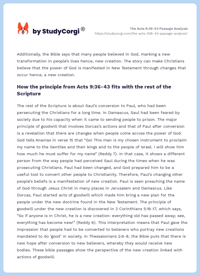The Acts 9:36-43 Passage Analysis. Page 2