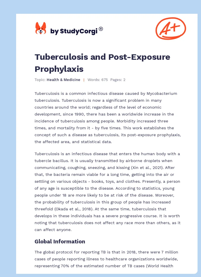 Tuberculosis and Post-Exposure Prophylaxis. Page 1