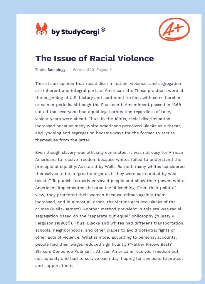 The Issue of Racial Violence. Page 1