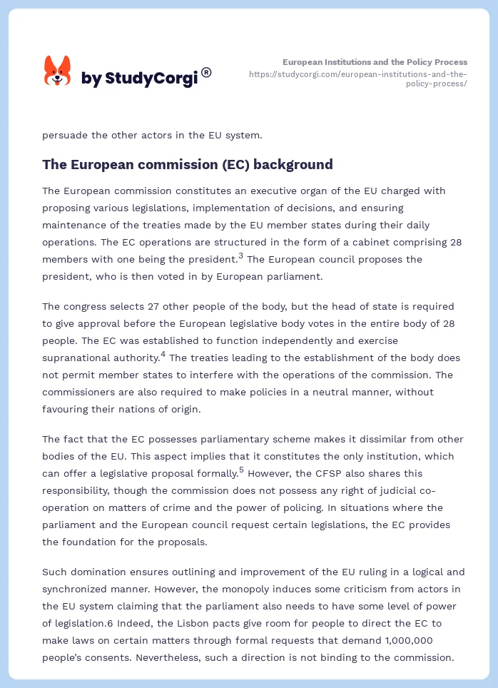 European Institutions and the Policy Process. Page 2
