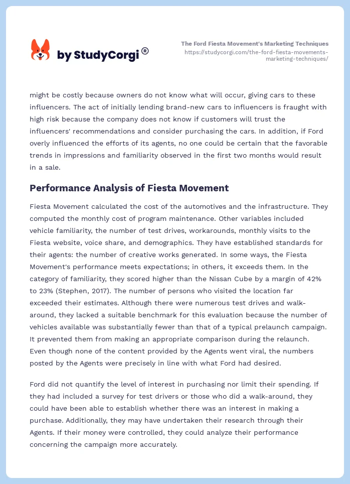 The Ford Fiesta Movement's Marketing Techniques. Page 2
