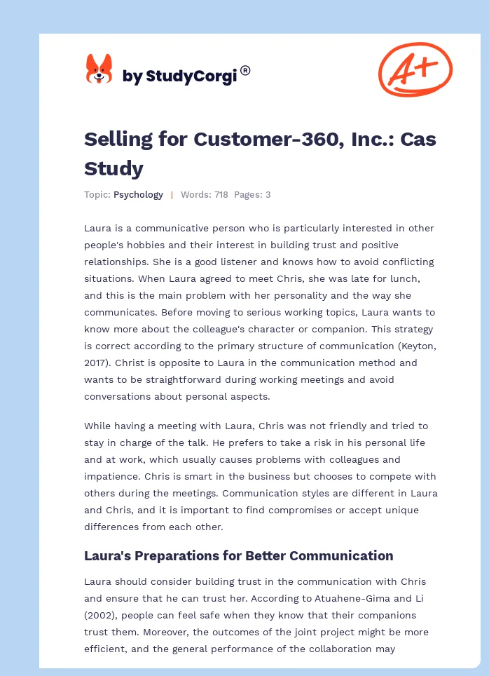 Selling for Customer-360, Inc.: Cas Study. Page 1