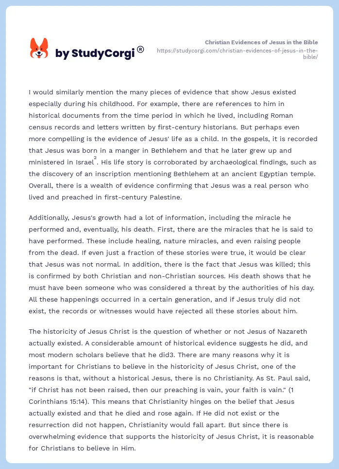 Christian Evidences of Jesus in the Bible. Page 2