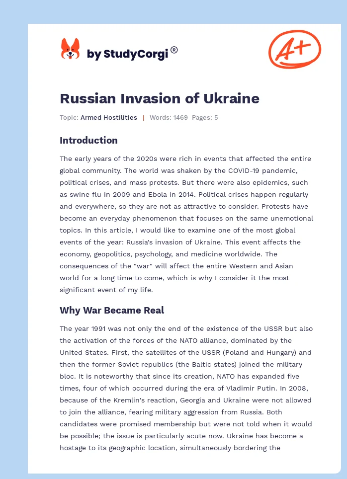 Russian Invasion of Ukraine. Page 1