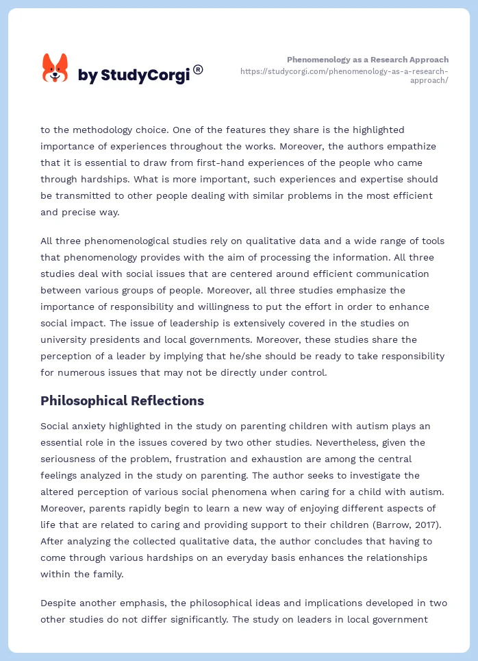 Phenomenology as a Research Approach. Page 2