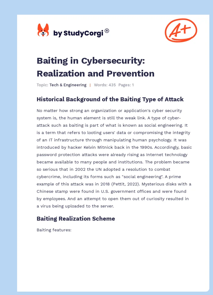 Baiting in Cybersecurity: Realization and Prevention. Page 1