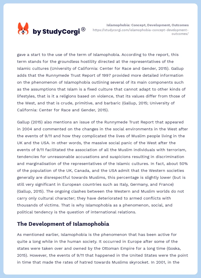 Islamophobia: Concept, Development, Outcomes. Page 2