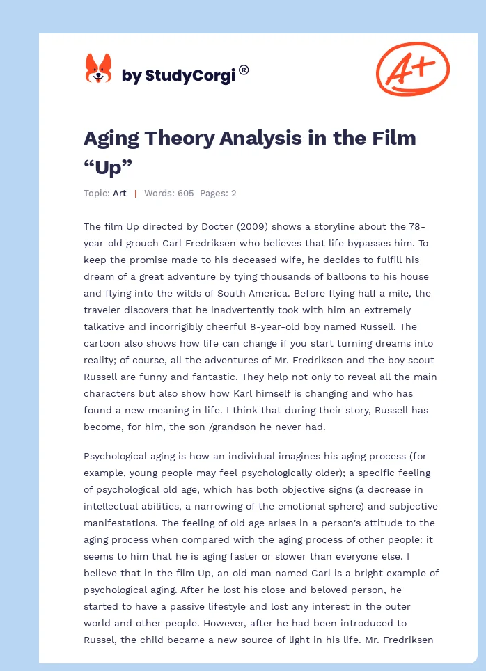 Aging Theory Analysis in the Film “Up”. Page 1