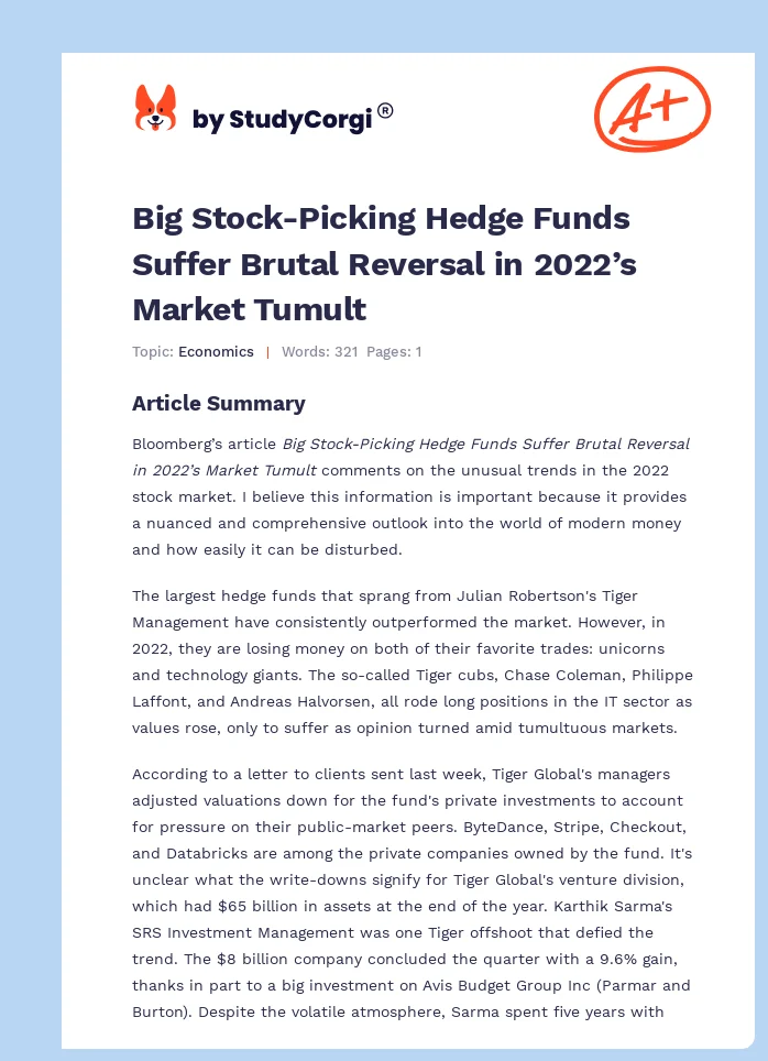 Big Stock-Picking Hedge Funds Suffer Brutal Reversal in 2022’s Market Tumult. Page 1