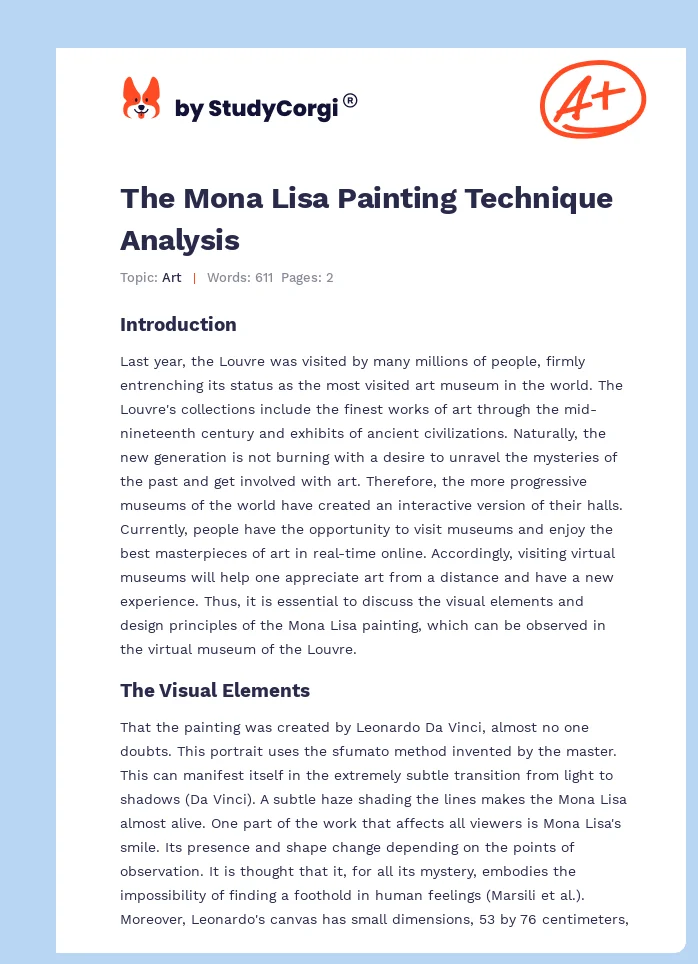 The Mona Lisa Painting Technique Analysis. Page 1