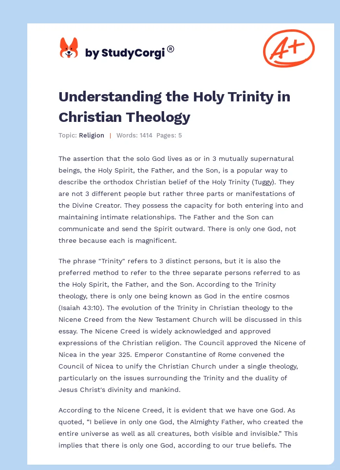 Understanding the Holy Trinity in Christian Theology. Page 1