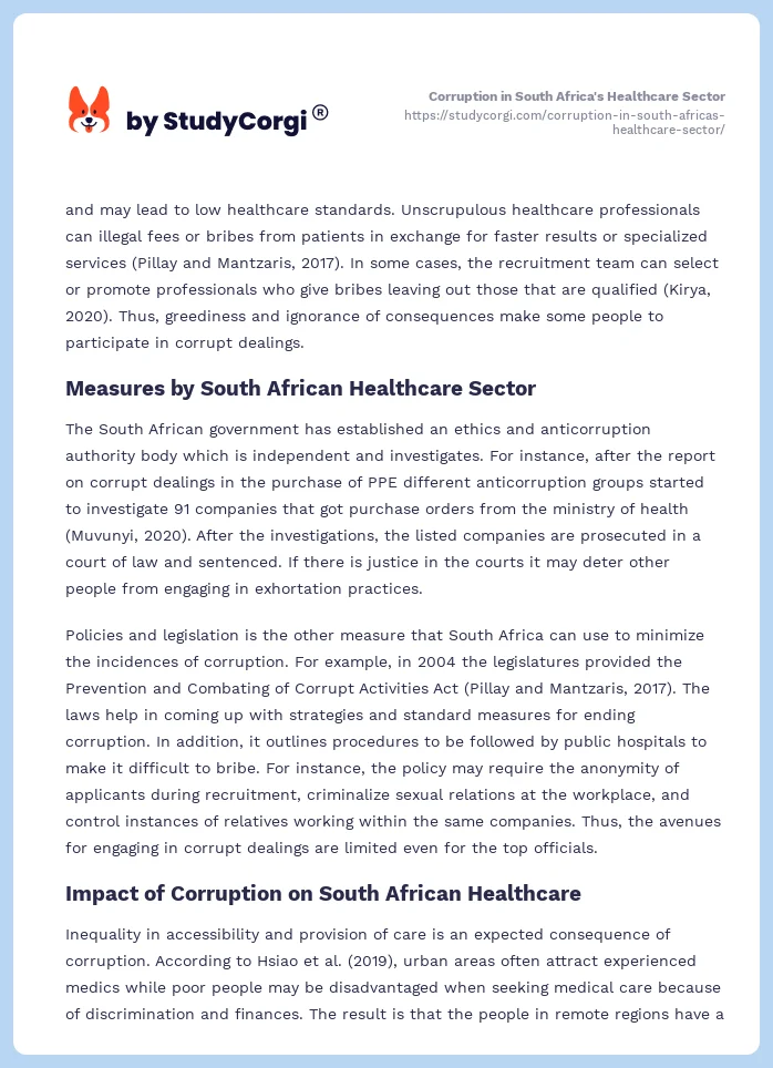 Corruption in South Africa's Healthcare Sector. Page 2