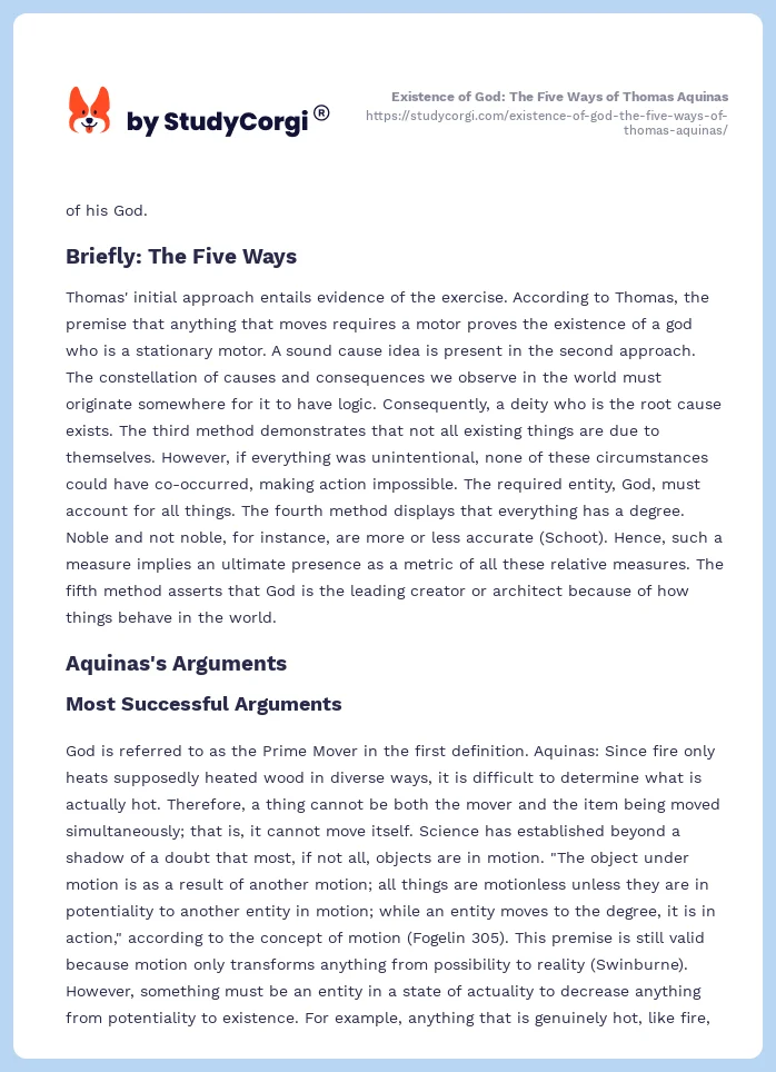 Existence of God: The Five Ways of Thomas Aquinas. Page 2
