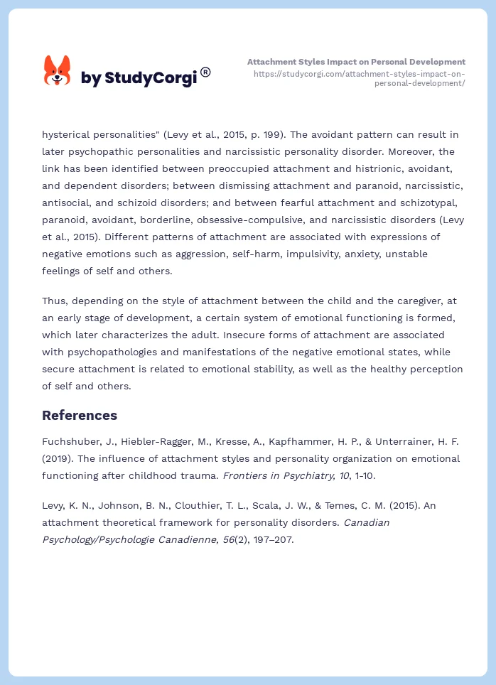 Attachment Styles Impact on Personal Development. Page 2