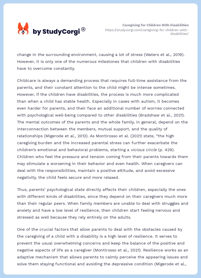 Caregiving for Children With Disabilities. Page 2