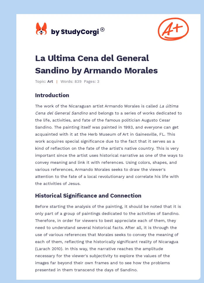 La Ultima Cena del General Sandino by Armando Morales. Page 1