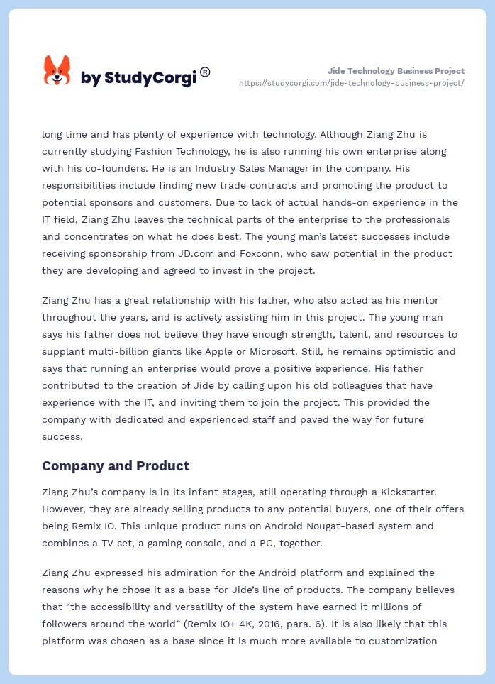 Jide Technology Business Project. Page 2