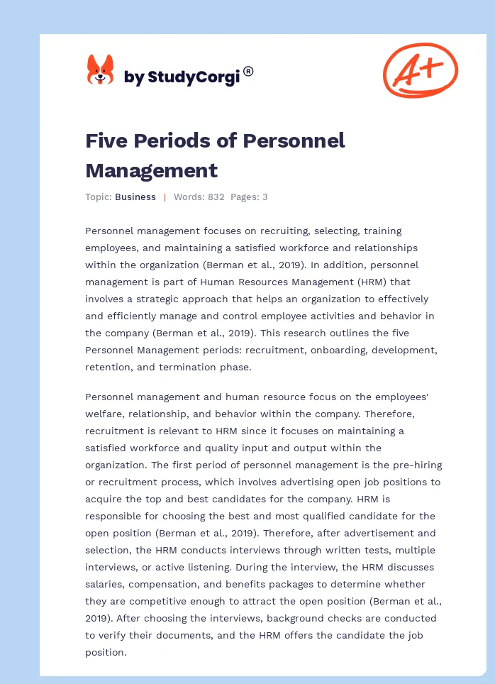 Five Periods of Personnel Management. Page 1