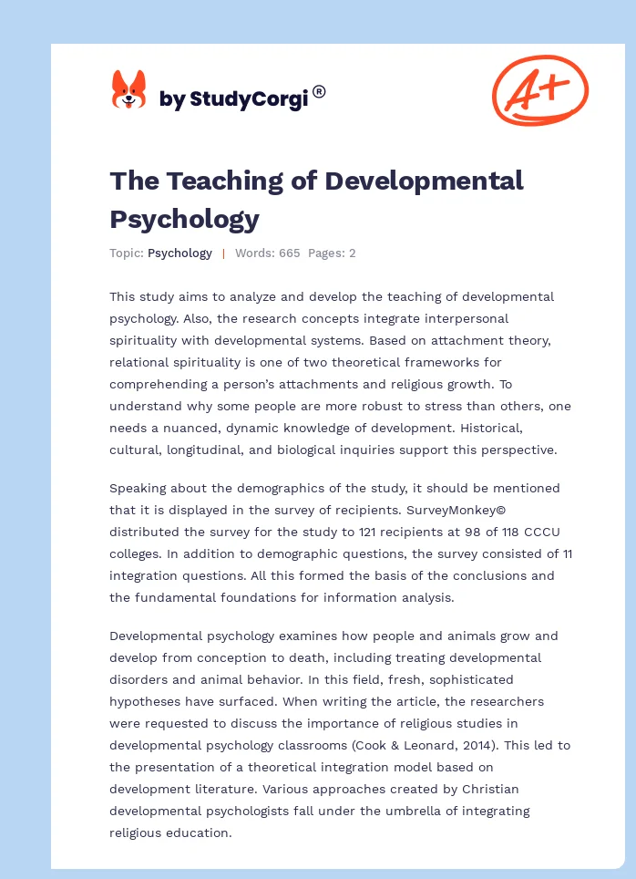 The Teaching of Developmental Psychology. Page 1