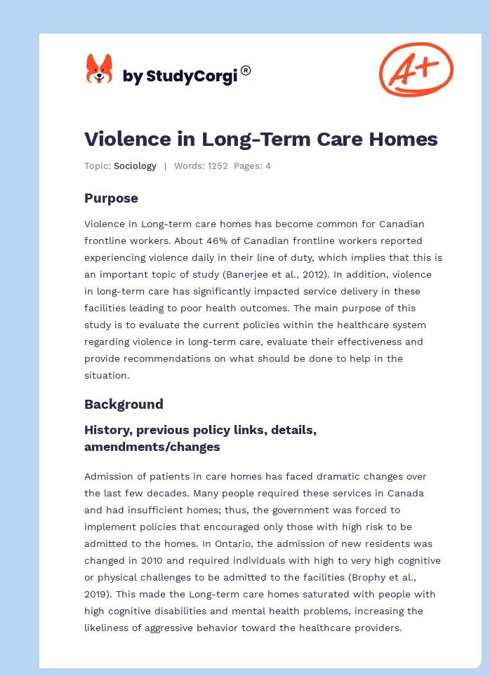 Violence in Long-Term Care Homes. Page 1