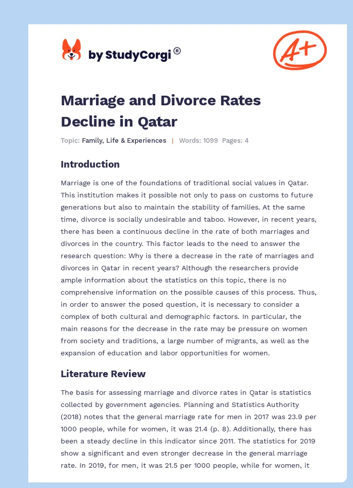 Marriage and Divorce Rates Decline in Qatar. Page 1