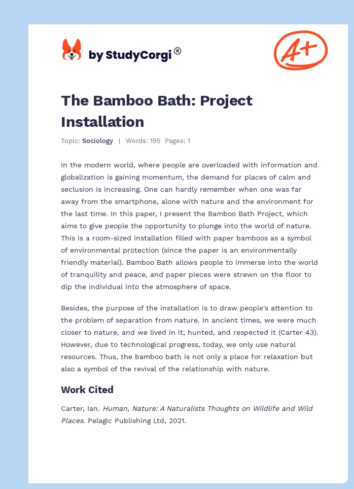 The Bamboo Bath: Project Installation. Page 1