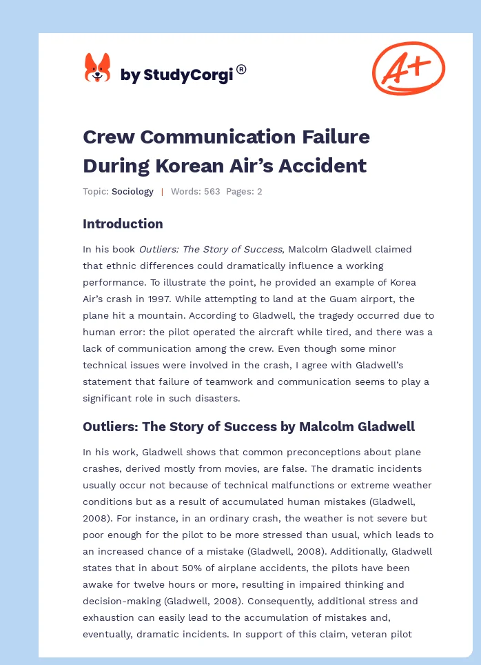 Crew Communication Failure During Korean Air’s Accident. Page 1