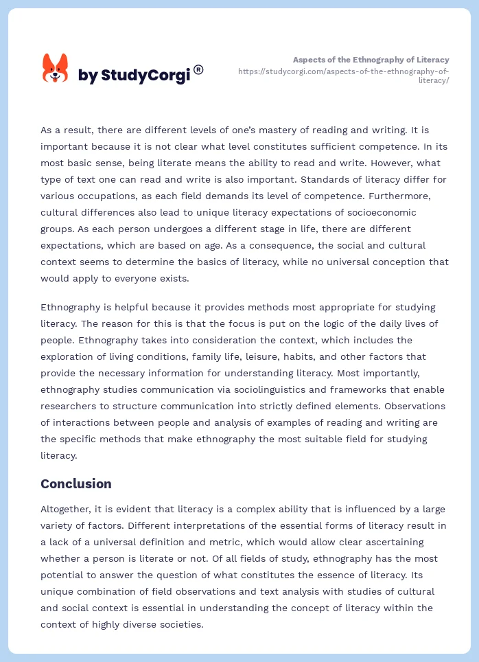 Aspects of the Ethnography of Literacy. Page 2