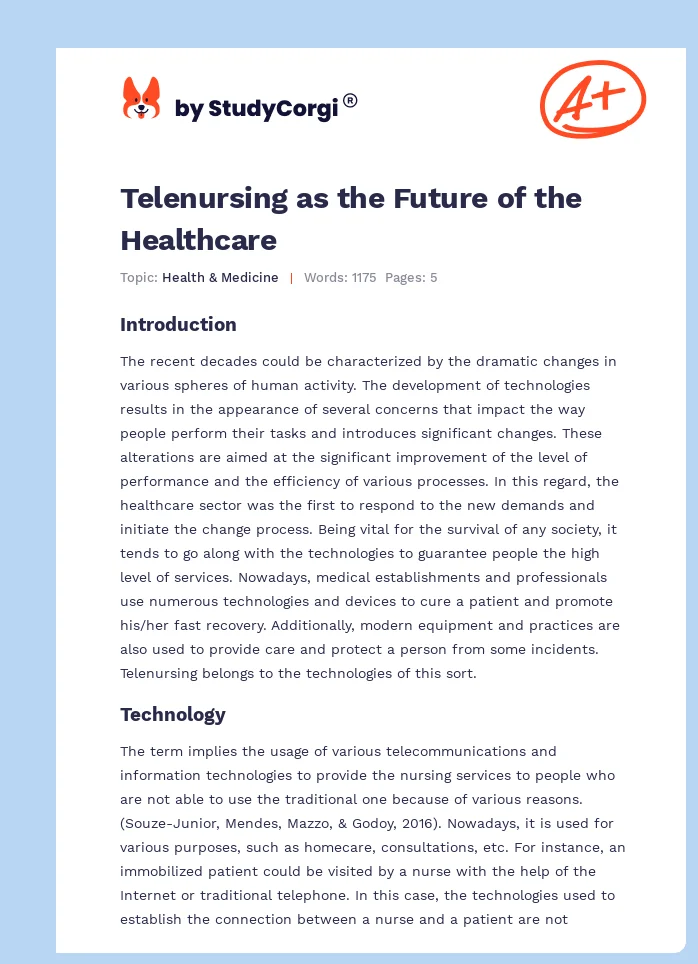 Telenursing as the Future of the Healthcare. Page 1