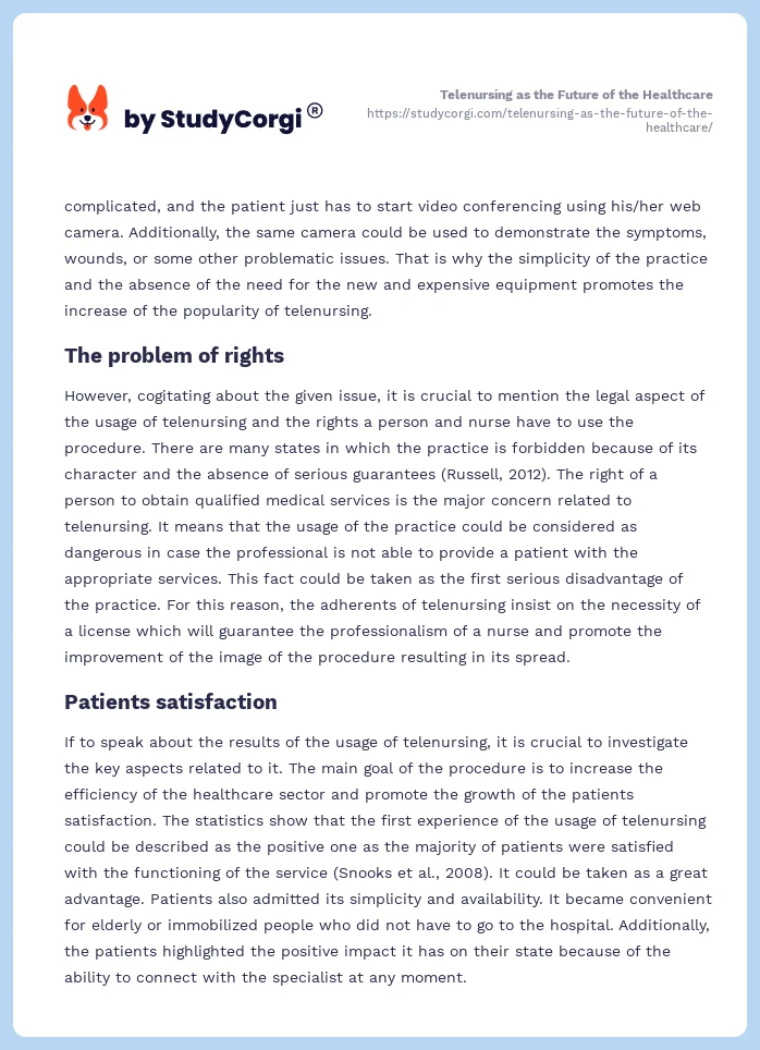Telenursing as the Future of the Healthcare. Page 2