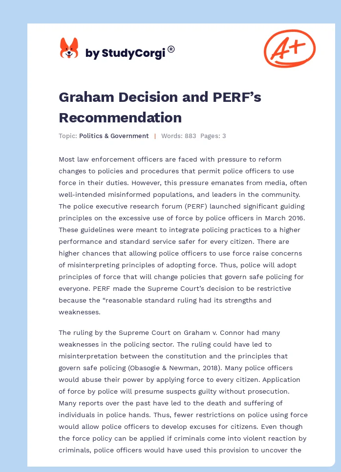Graham Decision and PERF’s Recommendation. Page 1