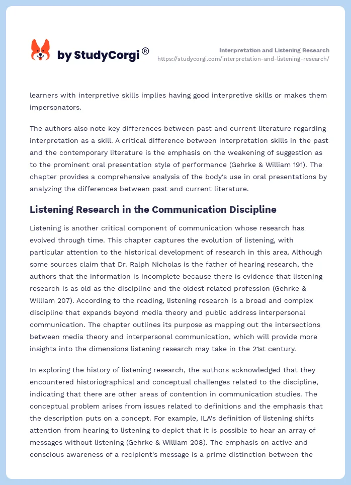 Interpretation and Listening Research. Page 2