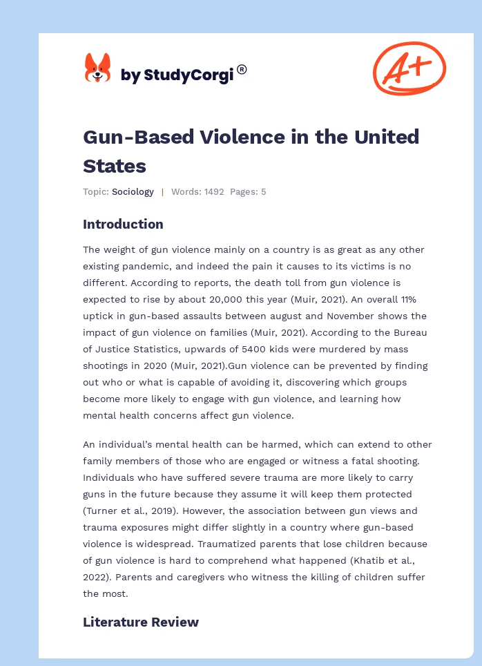 Gun-Based Violence in the United States. Page 1