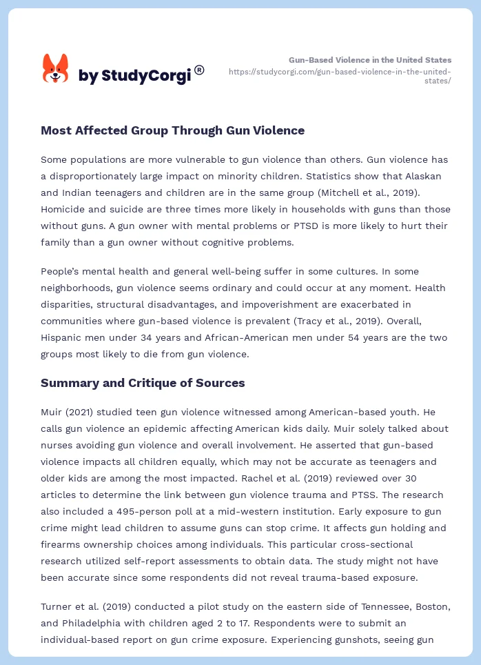 Gun-Based Violence in the United States. Page 2