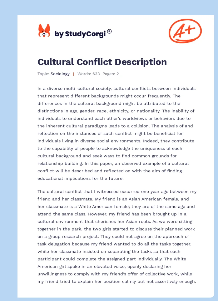 Cultural Conflict Description. Page 1