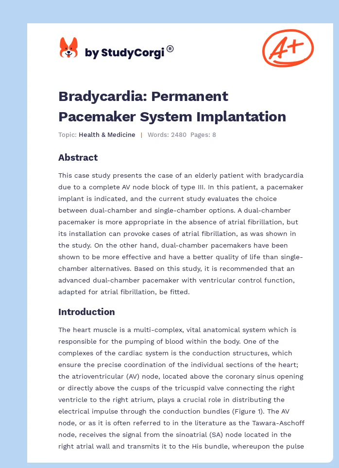 Bradycardia: Permanent Pacemaker System Implantation. Page 1